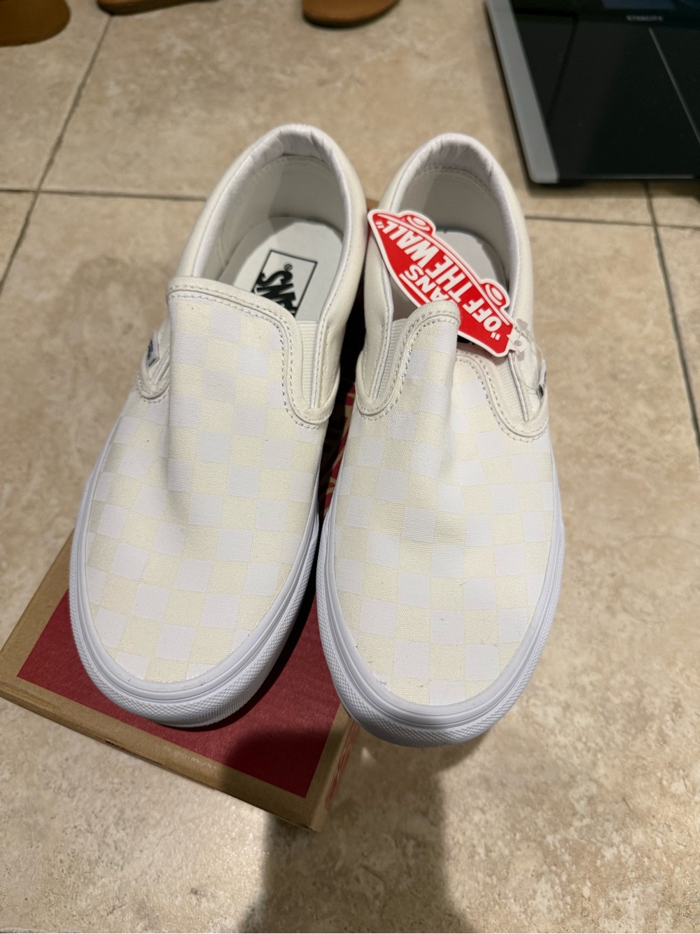 BNWT Vans' Slip-On Checkerboard Sneakers - White